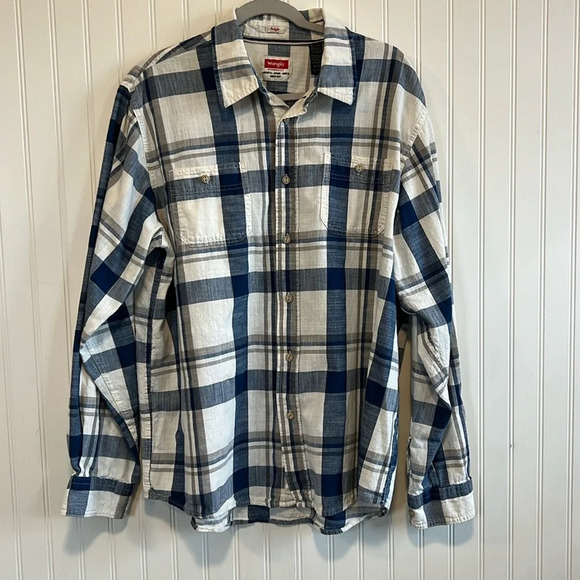 Wrangler Indigo Men's bundle of 3 XL/TG button down  100% cotton plaid - Picture 1 of 16